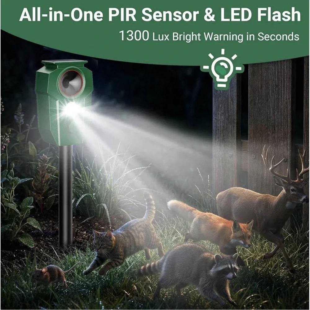 solar ultrasonic animal repellers outdoor With Motion Sensor‎ & LED Lights